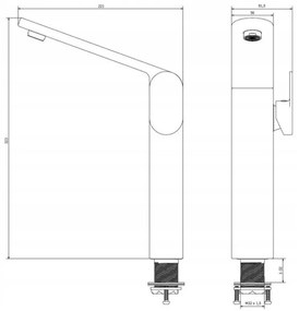 Erga Futura, vysoká umývadlová batéria H323mm, čierna matná, ERG-02974