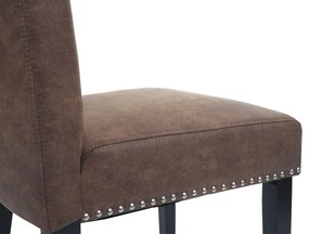 2x Jedálenská stolička Chesterfield 2, tmavé nohy, látka - Hnedá
