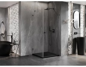 Mexen Lunar-B pravostranný výklopný sprchový kút 90 x 90 cm, číre sklo, grafitová, 832-090-090-95-00-P