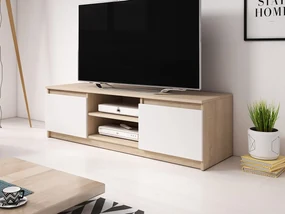 TV stolík Ziziko, Farby: dub wotan / dub wotan + čierny grafit, Osvetlenie: osvetlenie LED biele