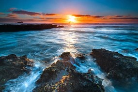 Fototapeta nezabudnuteľný západ slnka pri mori