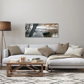 Obraz loďky na jazere (120x50 cm)