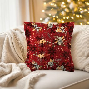 Biante Bavlnená obliečka na vankúš s lemom Sandra SA-714 Vianočné cezmíny na červenom 45 x 45 cm
