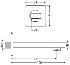 Mexen Cube DR02 podomietkový vaňový a sprchový set s hlavovou sprchou 25x25 cm (7v1), ružové zlato, 77503DR0225-60