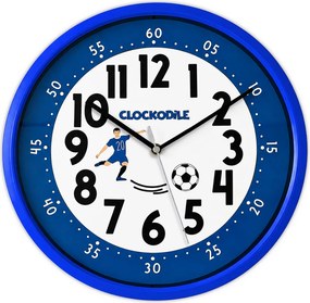 Modré detské nástenné hodiny futbal CLOCKODILE CCS3000