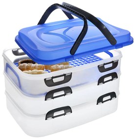 Úložný box na koláče a zákusky, PIKNIK, 3 poschodia, s úchytmi, mix farieb