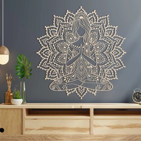 SENTOP | Drevená mandala joga žena – 3D obraz na stenu do obývačky | SENTOP PR0511