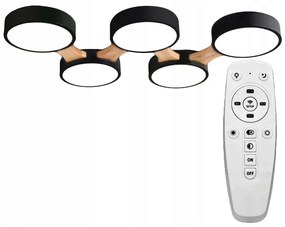Toolight Toolight, LED stropné svietidlo 65x48x4,5cm + diaľkové ovládanie APP526-5C, čierna, OSW-08468