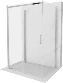 Mexen Omega, 3-stenný sprchovací kút s posuvnými dverami 140 (dvere) x 100 (stena) cm, 8mm číre sklo, chrómový profil, 825-140-100-01-00-3S