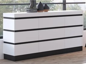 Široká úložná komoda Campania 161 cm, biela/antracit%