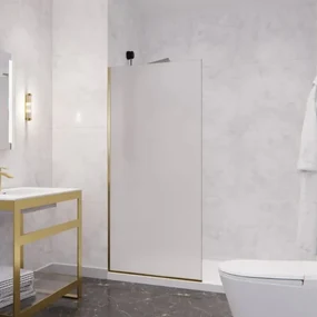 Erga Paris, sprchová zástena Walk-In 50x200 cm, 8mm sklo námraza, zlatý lesklý profil, ERG-V02-PARIS-050x200-FR-GD