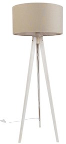 Stojacia lampa Tripod biela so svetlohnedým látkovým tienidlom 50 cm - Tripod Classic