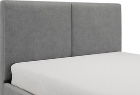 Čalúnená posteľ Lektis 140x200 s roštom a úložným priestorom – sivá látka ľahkočistiaca Maya 18 / čierne kovové nožičky