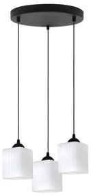Závesné svietidlo Riffle Square, 3x biele sklenené tienidlo, b, o