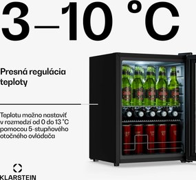Klarstein Beersafe chladiaca skriňa na nápoje so sklenenými dverami | 64 x 48 cm | LED vnútorné osvetlenie