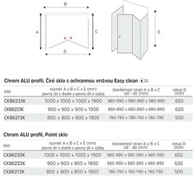 Mereo Mereo, Sprchový kút, LIMA, chróm ALU, sklo číre, MER-CK87273K