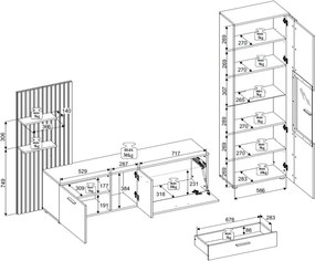 Obývacia stena Gatwick, dub artisan/kašmírová béžová, s osvetlením