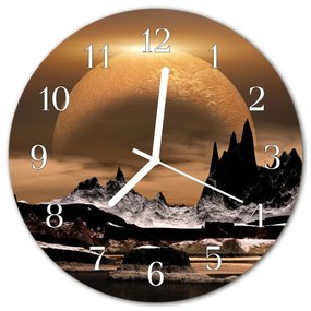 Nástenné sklenené hodiny Hory fi 30 cm
