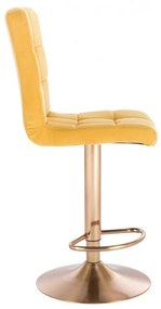 LuxuryForm Barová stolička TOLEDO VELUR na zlatom tanieri - žltá