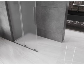 Mexen Velar L, posuvná sprchová zástena Walk-in 100 x 200 cm, 8mm sklo námraza, brúsený grafit, 871-100-003-33-95