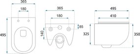 Rea Carlo Mini, závesná WC misa Rimless Tornado so sedadlom, béžová matná, REA-C4599