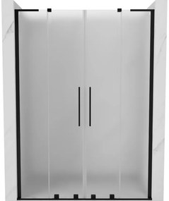 Mexen Velar L Duo, posuvné sprchové dvere do otvoru 140 cm, 8mm sklo námraza, čierna matná, 871-140-003-32-70