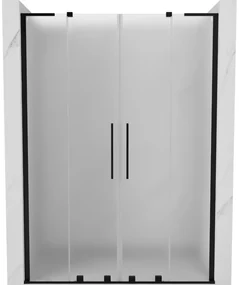Mexen Velar L Duo, posuvné sprchové dvere do otvoru 140 cm, 8mm sklo námraza, čierna matná, 871-140-003-32-70