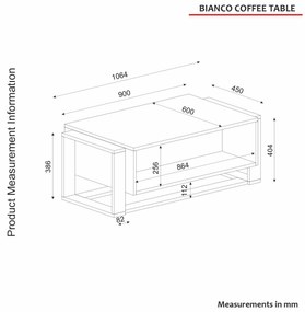 Konferenčný stolík Biano (biela + zlatá). Vlastná spoľahlivá doprava až k Vám domov. 1088507