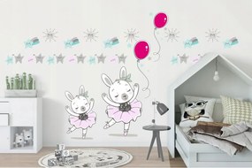 Detská nálepka na stenu pre dievčatko zajačik baletka 60 x 120 cm