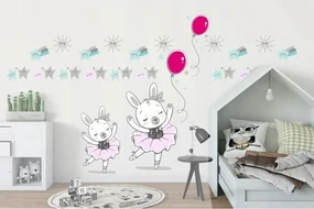 Detská nálepka na stenu pre dievčatko zajačik baletka 60 x 120 cm