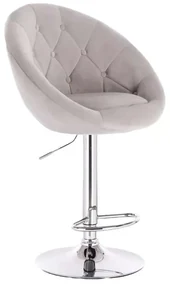 LuxuryForm DESIGN Barová stolička VERA VELUR na striebornom tanieri - svetlo šedá