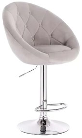 LuxuryForm DESIGN Barová stolička VERA VELUR na striebornom tanieri - svetlo šedá