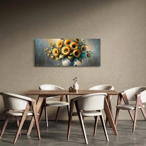 Obraz – Váza so slnečnicami (120x50 cm)