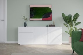 Komoda Asha 167 cm na sokli - biely mat