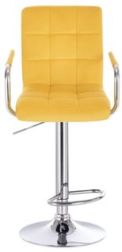 LuxuryForm Barová stolička VERONA VELUR na striebornom tanieri - žltá