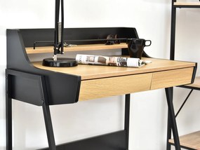 Minimalistický písací stôl RENO - čierny / dub sonoma