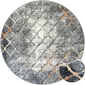 Okrúhly koberec Porte 0066 GREY GOLD – sivá a zlatá Rozmer: 120 cm