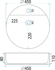 Rea Ronda, umývadlo na dosku 45x45x11 cm, biela lesklá, REA-U6622