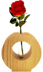 AMADEA Drevená váza guľatá s otvorom, masívne drevo, výška 11 cm