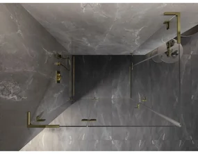 Mexen Lunar, L Duo výklopný sprchový kút 110 x 100 cm, 8mm číre sklo, zlatý profil, 834L-110L-100P-50-00
