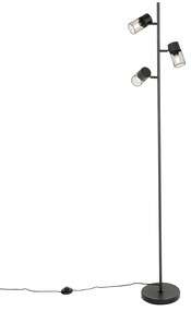 Priemyselná stojaca lampa čierna 3-svetlo - Jim