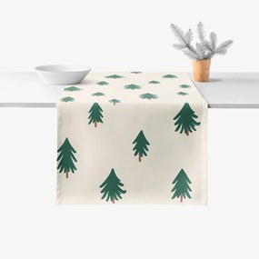 Goldea vianočný behúň na stôl z pevnej bavlny - stromčeky na režnom 50x180 cm