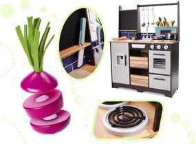 KIK Detská drevená kuchynka MDF LOFT 96 cm XXL s príslušenstvom, realistická a bezpečná