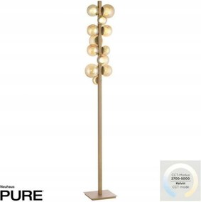 Paul Neuhaus Pure Popup Led stojacia lampa bronz, stmievateľná, jantárové skl