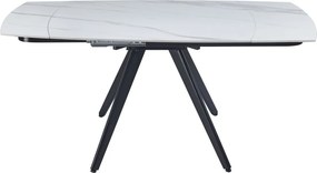 Dekorstudio Rozkladací jedálenský stôl s mramorovou doskou 120-180x80 cm - biely