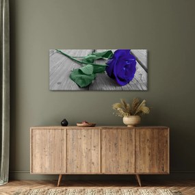 Obraz - Modrá ruža so zelenou stonkou (120x50 cm)