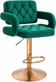 LuxuryForm DESIGN Barová stolička ADRIA VELUR na zlatom tanieri - zelená