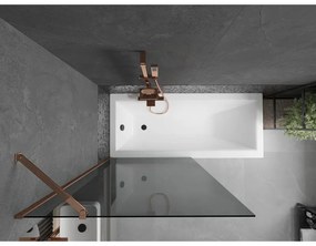 Mexen Next, vaňová zástena 1-krídlová 90 x 150 cm, fixné krídlo, 6 mm šedé sklo, ružové zlato profil, 895-090-000-00-40-60