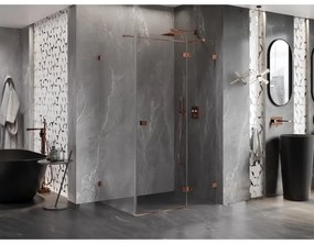 Mexen Lunar T, výklopný sprchový kút pravý 115 x 100 cm, 8mm číre sklo, profil ružové zlato, 834T-115-100-60-00-P