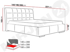 Manželská posteľ 160cm Pilates  (čierna). Vlastná spoľahlivá doprava až k Vám domov. 1122836